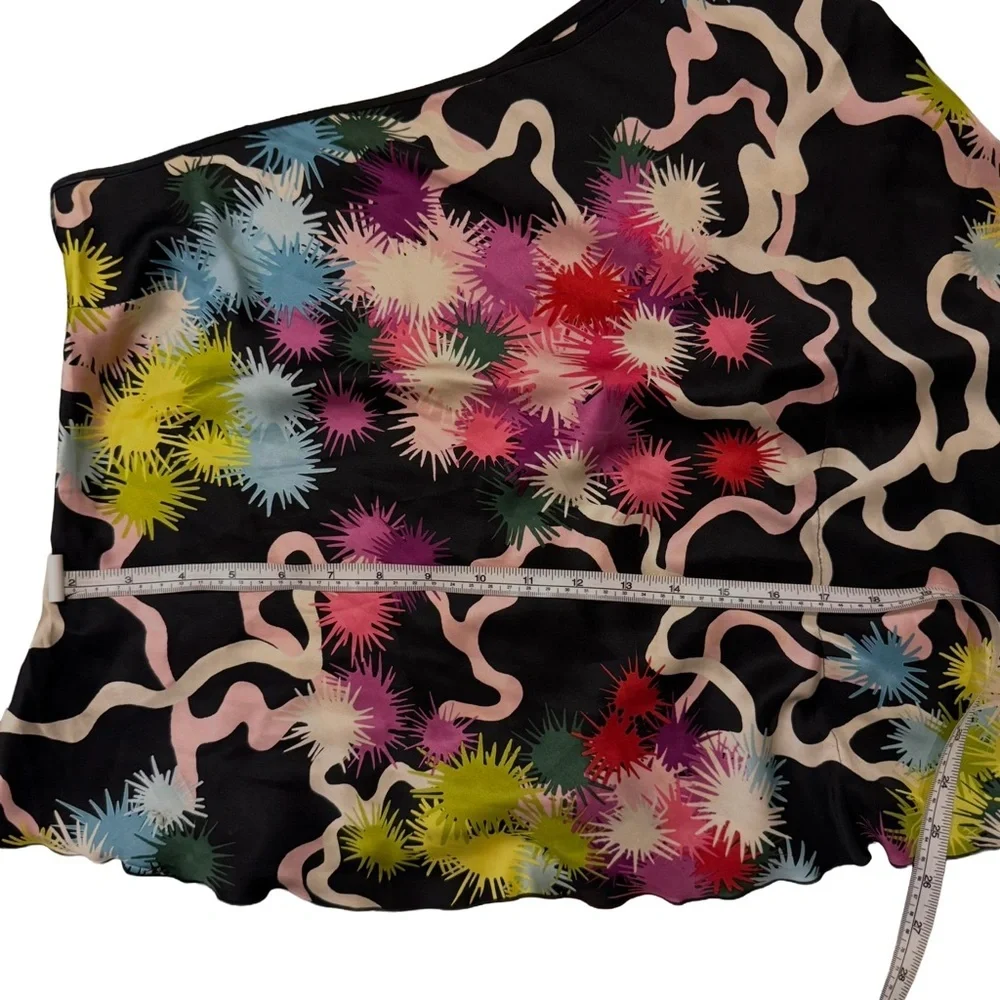 Trina Turk One Shoulder Silk Starburst Print Top M ✨ - Picture 10 of 12